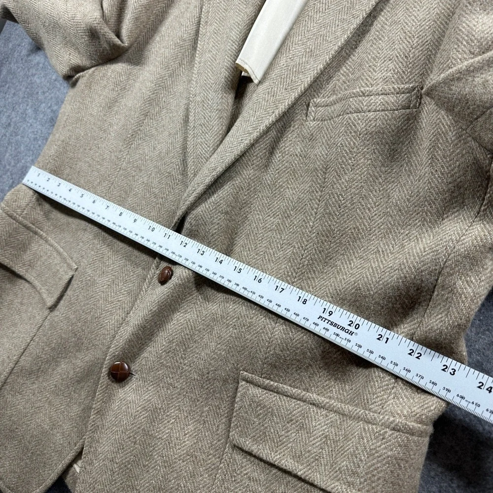 Palm Beach Blazer‎ Mens Big & Tall Tan Wool Herringbone Suede Elbow Patches USA